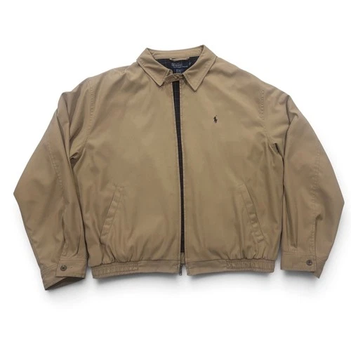 Polo Ralph Lauren Vintage Bi-Swing Harrington Jacket Tan Plaid Lining Mens XL - product listing photo