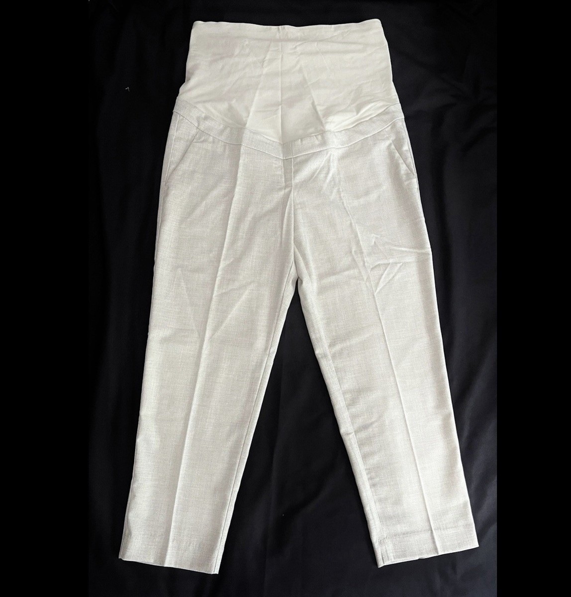 H&M Mama Maternity LARGE High Waist Dress Pants Ivory Pockets Linen  LookNWT | eBay