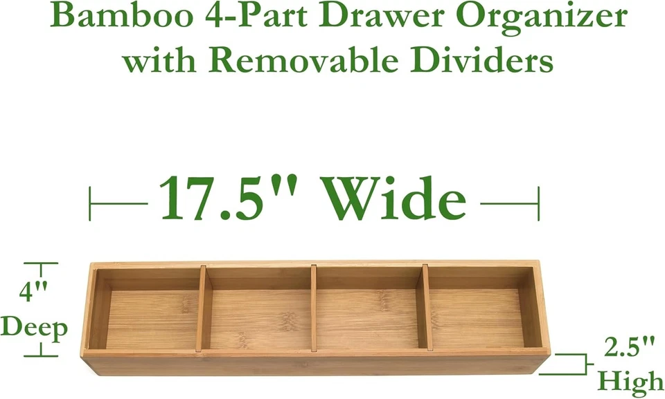 Madera de bambú Lipper International 8884 4 partes 17 1/2 x 4 x 2 1/2, Foto 2 de 4
