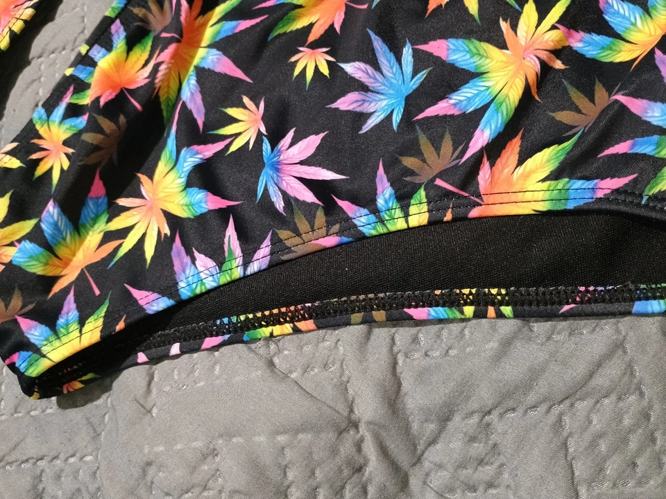 Women's Shien 0XL Neon Marijuana Leafs Two-piece Black Bikini - Image 4 of 4