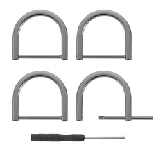 D-Rings Screw in Shackle, 4Pcs 32mm U Shape D Ring for Purse Bag DIY, Black