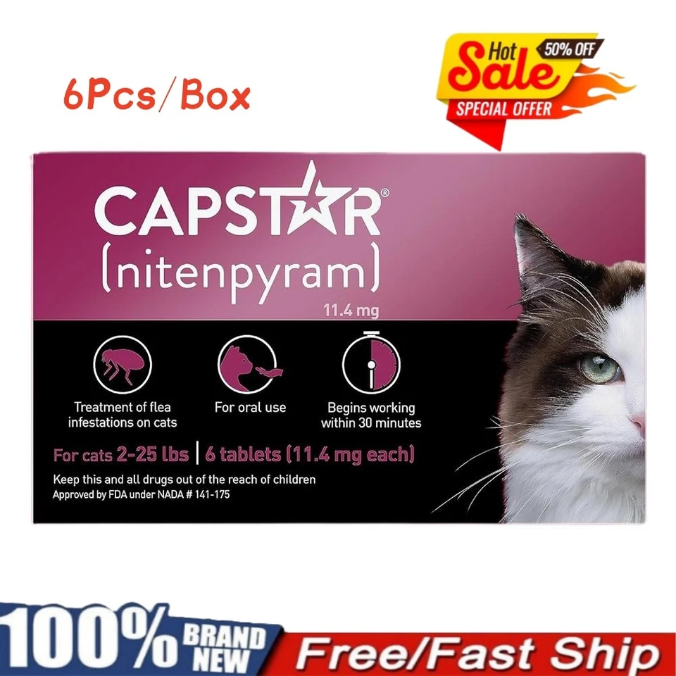 1-3X Capstar Nitenpyram 11.4mg 6 Tablets For Cats 2-25 LBS🚀 - Image 3 of 4