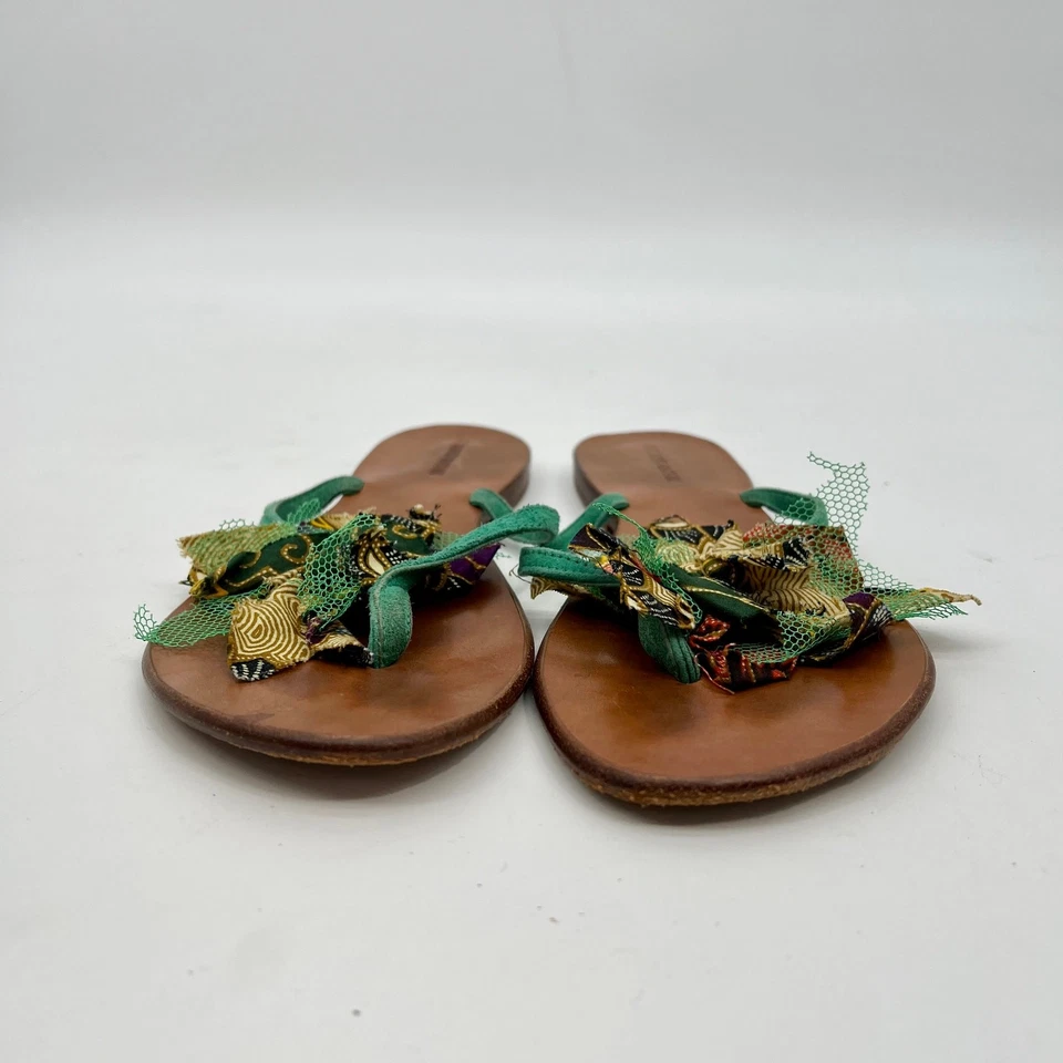 Sandalias de Tanga Antik Batik Cuero Verde EU 39 US 8.5 - 9 Beach Vacation Resort Foto 2 de 4