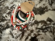 Christmas Beaded Bangle Bracelet Set