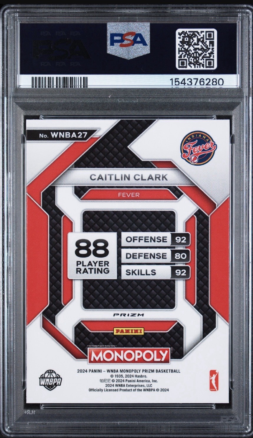 2024 Panini Prizm Monopoly WNBA Prizm Skills Caitlin Clark Red PSA 9 #WNBA27 view 2
