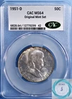 1951 D Franklin Half Dollar CAC MS 64 Original Mint Set  - Attractive Pastels!