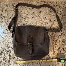Brown Pebbled Shoulder Bag Buckle Accent, Adjustable Strap, Inner Pockets
