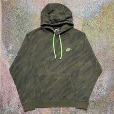 Nike Mens Club Fleece Lined Pullover Hoodie Sweatshirt Rough Green Camo Large