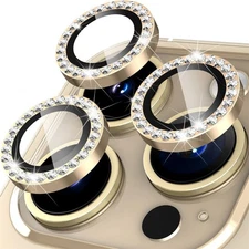 For iPhone 17/ 16/15 /14/13 Series Bling Diamond GLASS Camera Lens Protector 