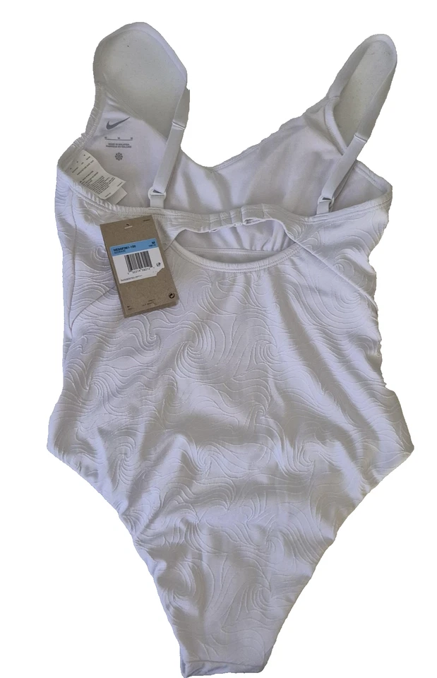 Traje de baño Nike para mujer mediano blanco texturizado traje de baño de una pieza NESSF261-100 Foto 2 de 4