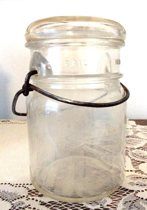 Vintage Glass Canning Jar With Glass Lid & Wire Bail 1 Pint