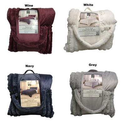 Member's Mark 3-Piece Channel Super Soft Faux Fur Comforter Set, Full/Queen