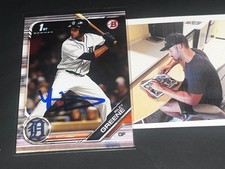 Riley Greene Detroit Tigers Auto Signed 2019 1st Bowman Base _