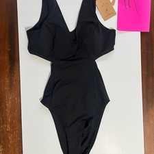 Black V-Neck Cut Out One Piece Swimsuit