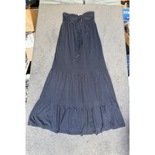 Old Navy Womens Tiered Maxi Dress Navy Blue Strapless Tie Front Cotton Modal S
