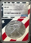 2016 30th Anniversary Silver American Eagle MS69 Flag Core
