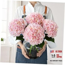 Pink Flowers Silk Artificial Hydrangeas, 4Pcs 22" Lifelike Large Light Pink