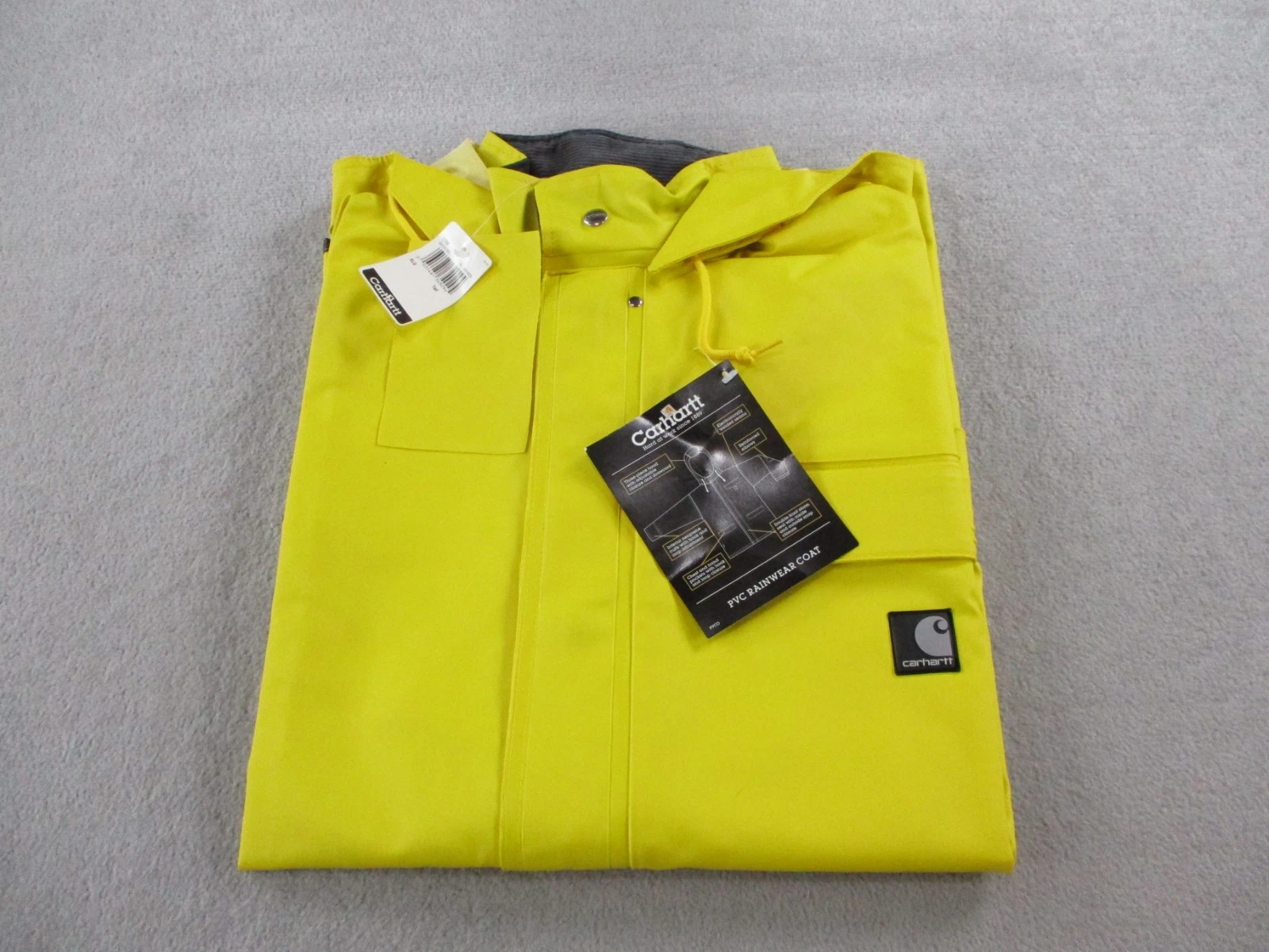 Carhartt PVC Rain Jacket Mens XLT Yellow Rainwear Waterproof Workwear Fishing