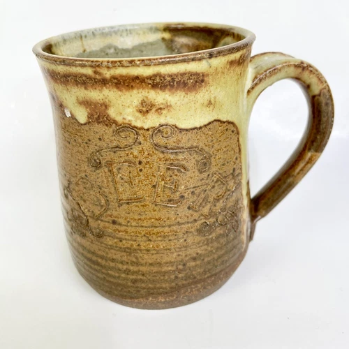 Vintage Hand Thrown Studio Pottery Coffee / Beer Mug Signed Earthenware Art