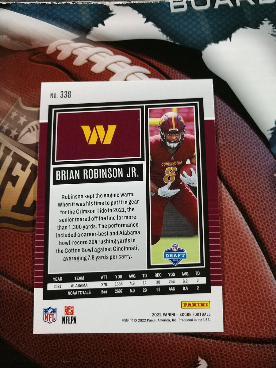 BRIAN ROBINSON JR. 2022 Panini NFL Score RC Rookie #338 BRIAN ROBINSON JR. 2022 Panini NFL Score RC Rookie #338