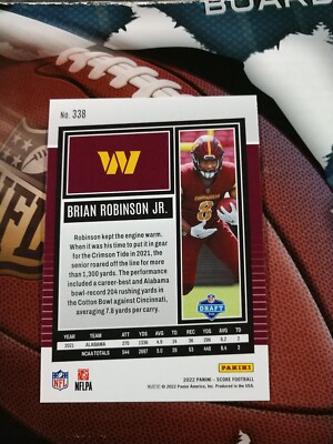 BRIAN ROBINSON 2022 Panini NFL Score RC Rookie #338 Washington