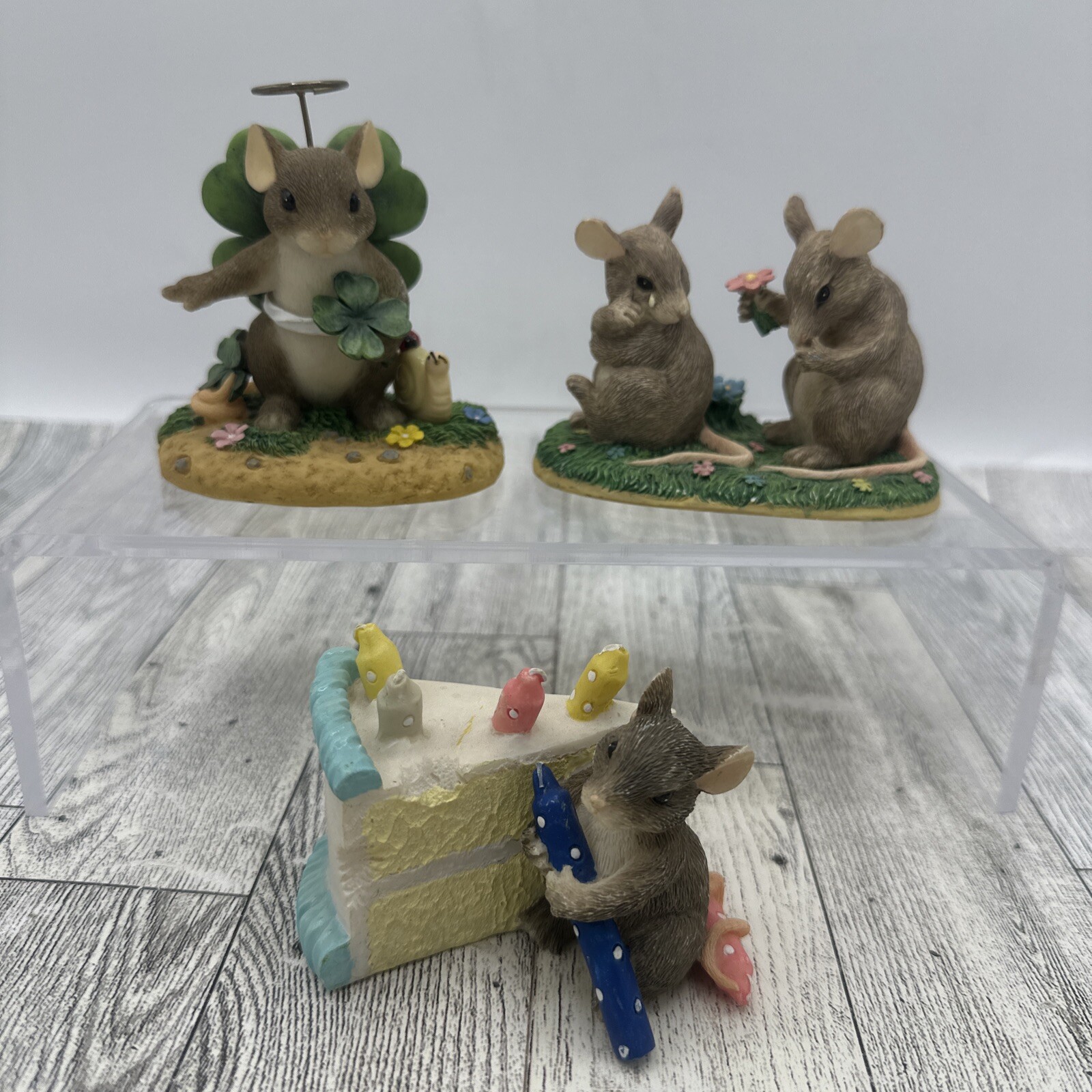 Charming Tails Mouse Figurines Lot I'm So Sorry How Many Candles Lucky Angel