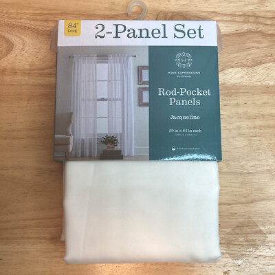 New Home Expressions Rod Pocket Sheer Panels Jacqueline 84  Off White Ivory