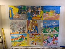 Lamaji Murals original Large art 9' x 7' acrylic on canvas after Gauguin, monetv
