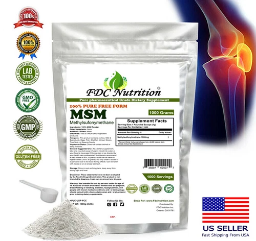 MSM Powder -METHYLSULFONYLMETHANE -Relief Joint Arthritis - Pure - New Look!