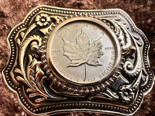 999 Fine Silver & 24K Gold Cowboy Buckles & Genuine Leather Belts for Men Women - Picture 8 of 18