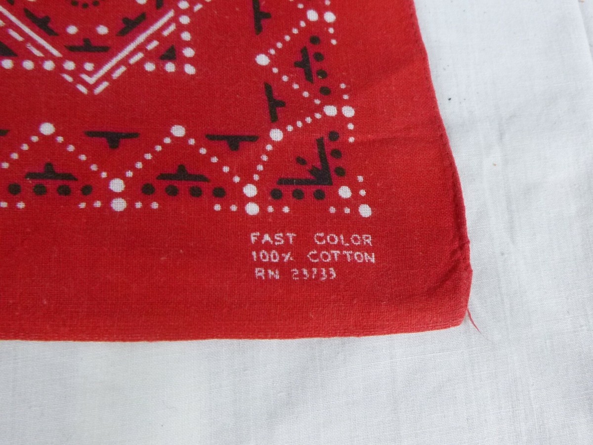Vtg Red Bandana Bandanna 100% Cotton RN23733 Tiny Dots & Squares