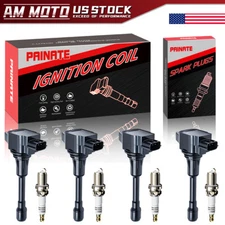 4X Ignition Coil + Iridium Spark Plug OEM For Nissan Altima Sentra L4 UF549