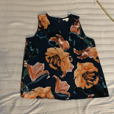 C & E ladies MEDIUM floral lined Blouse CUTE
