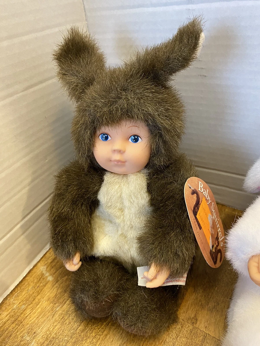 Lot of 4 Anne Geddes Dolls Bunny Squirrel Hedgehog Leopard All With Tags