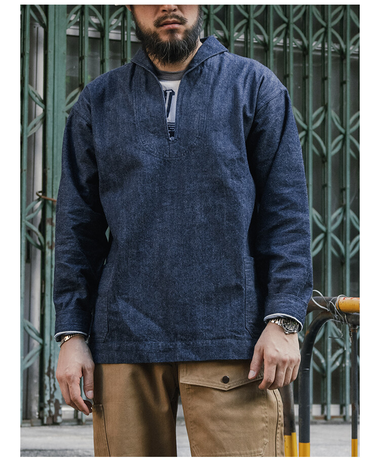 BRONSON Herren Vintage 1917 Dungaree JUMPER Workwear USN Navy Blau