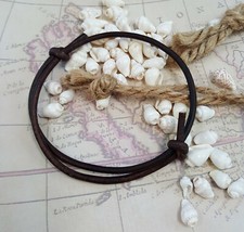 Leather Wrap Bracelets Set of 5 Surfer Style 3mm Distressed Handmade Minimalist