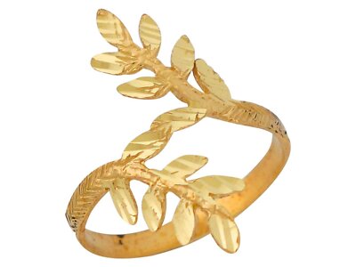 10k oder 14k Gelbgold faszinierender Damen Bypass Zweig Blatt Design einzigartiger Ring