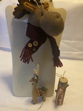 SET OF 3 DEER THEMED ORNAMENTS