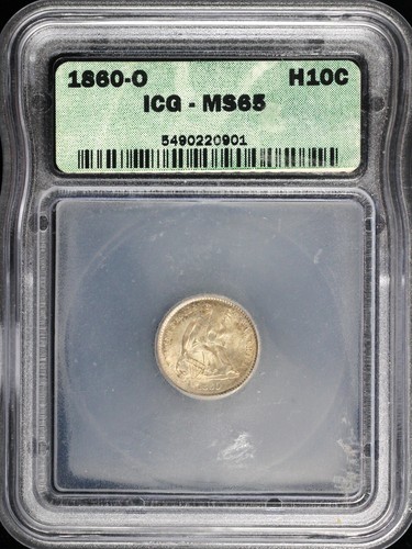 1860-O H10c Seated Liberty Half Dime ICG MS 65 - Picture 3 of 5
