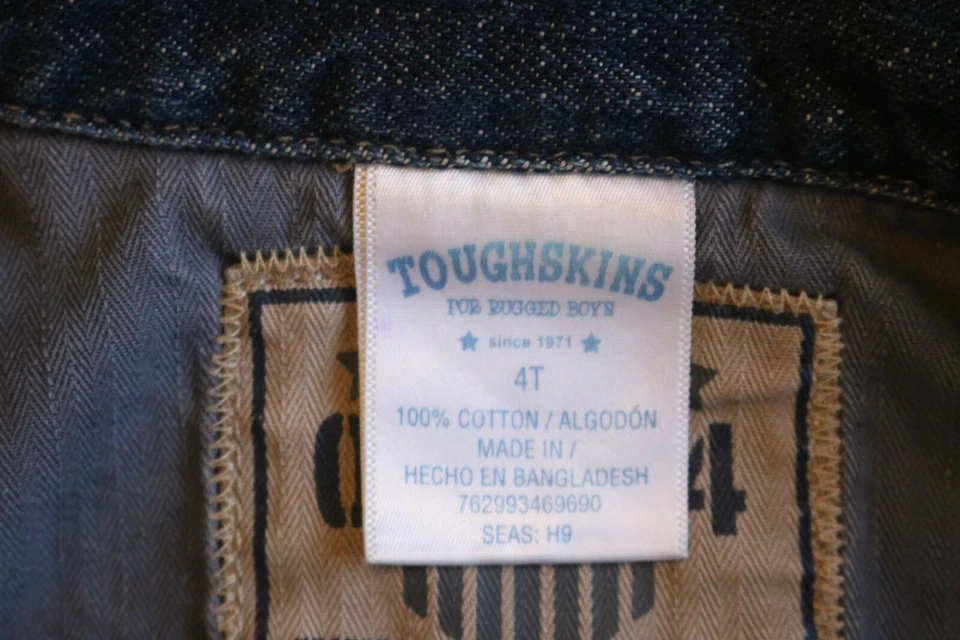 Chaqueta de mezclilla azul Toughskins para niña con botones delanteros 100 % algodón talla 4T Foto 3 de 4