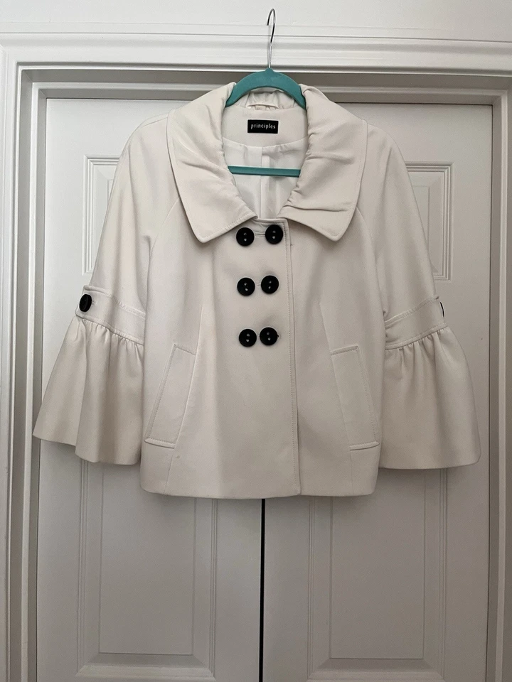 White Principles Jacket Lined With Black Buttons And Bracelet Length Sleeves - Image 3 of 3