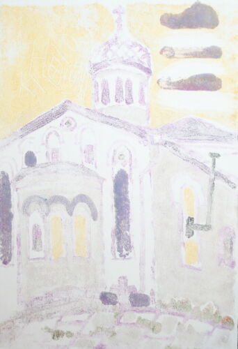 1983 Expressionist print church signed - Picture 1 of 8