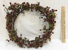 Wreath Red Berry Pip Artificial Floral Flower Round Door Centerpiece Decor 16"