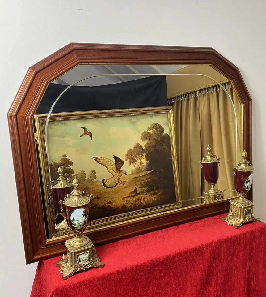 Regency Style Elmwood Etched Pier Glass Mirror With Hexagonal Corners - Image 4 of 4