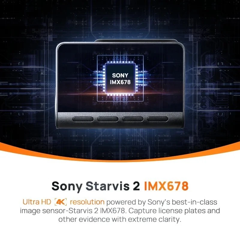 70mai A810 4K Dash Cam Built GPS 150FOV,ADAS,AI Motion Detection DVR Car Camera - Image 2 of 4