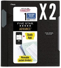 Five Star Advance College Ruled Notebook-1 Subject  Black  100 Sheets Each 2PK