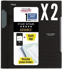 Five Star Advance College Ruled Notebook-1 Subject “Black” 100 Sheets Each 2PK