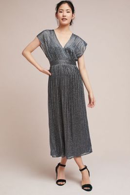 metallic wrap dress