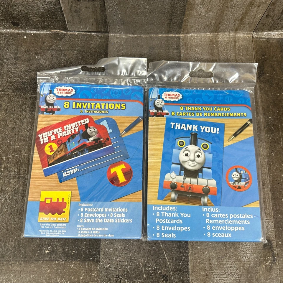 8 Thomas the Tank Train Engine Invitations & Thank You Cards - Birthday Party - Image 2 of 4