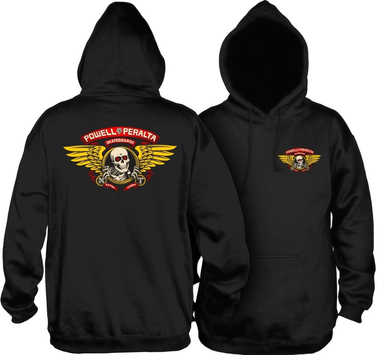 Powell Peralta WINGED RIPPER PULLOVER Skateboard Hoodie BLACK